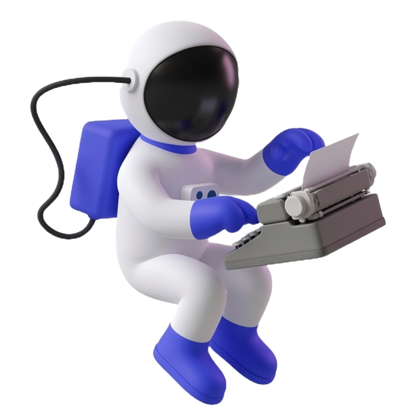 Astronaut typing on a typewriter — Pentastic Security's field notes and cybersecurity insights